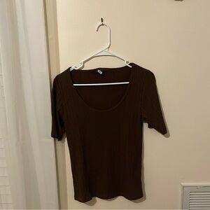 Old Navy Half Sleeve Brown Fitted Top